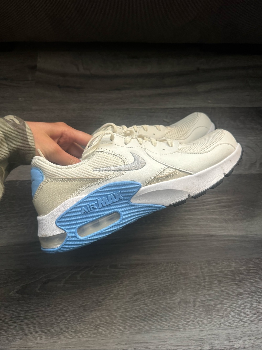 Nike Women’s Air Max Sneaker in Cream with Light Blue Accents